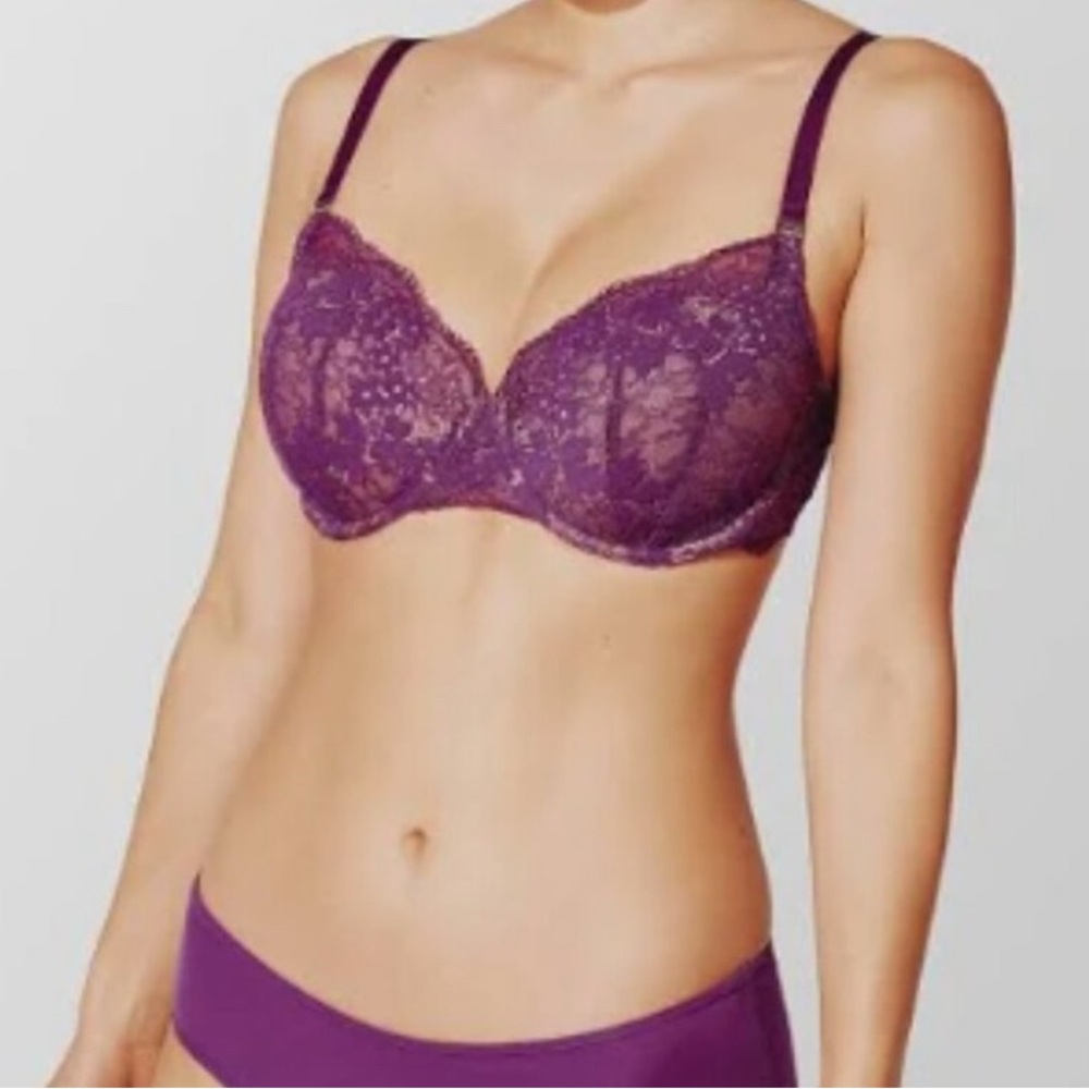 Third Love All Day Lace T-Shirt Bra in plum, size 40 E (NWT)